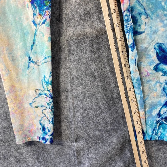 Soft Surroundings Leggings Small Blue Floral Superslim Myriad High Rise Knit - Picture 9 of 13